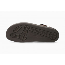 Sandales Homme Mephisto SAM GRAIN - Cuir Marron Grainé, Semelle Amortissante Soft Air - Taille 44